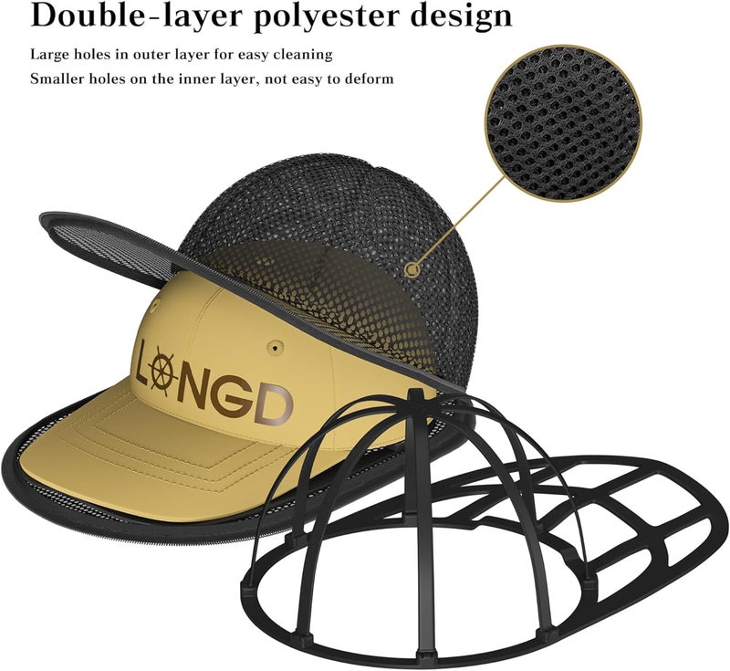 LONGD Hat Washer Cage with Snap Lock - Machine/Dryer Safe Compact Hat Cleaner for Baseball Caps & Storage - Image 4